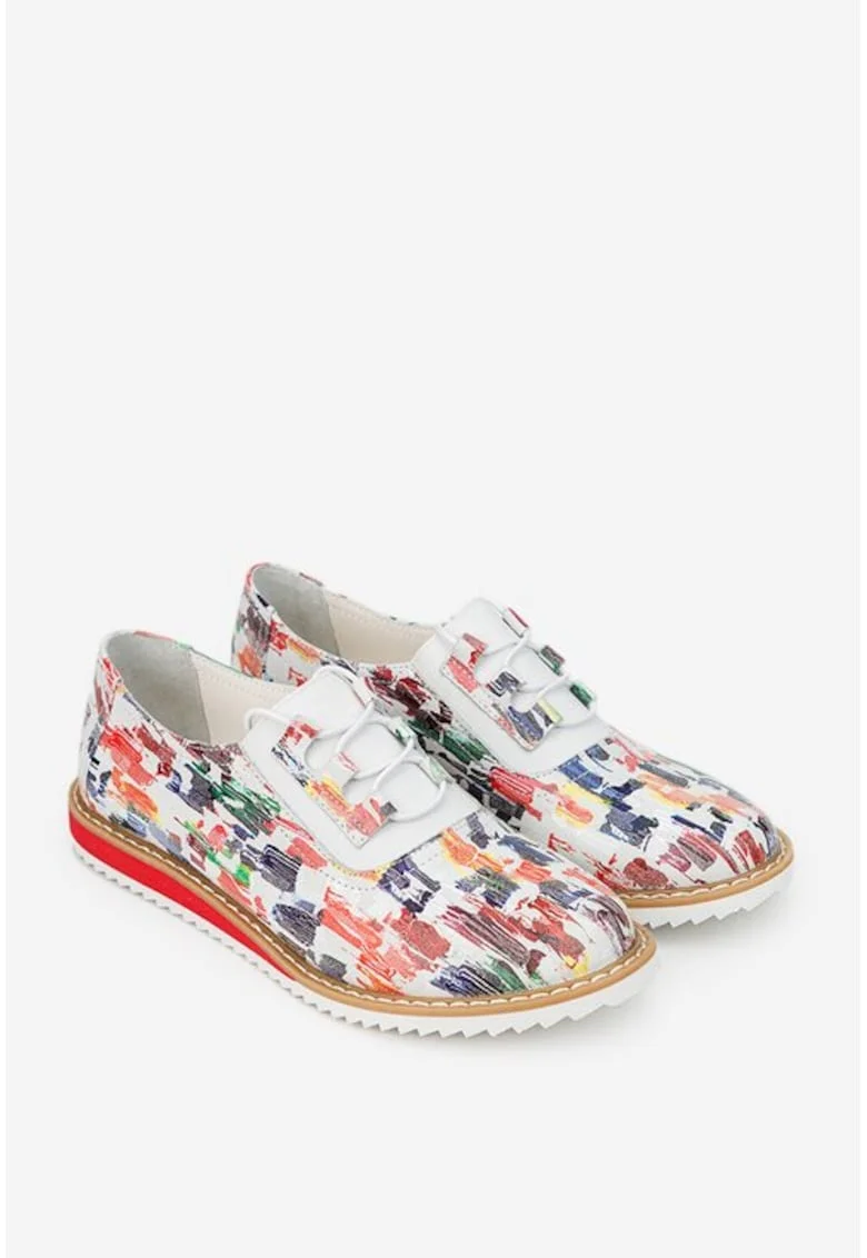 Pantofi dama din piele cu imprimeu multicolor