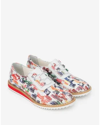 Pantofi dama din piele cu imprimeu multicolor