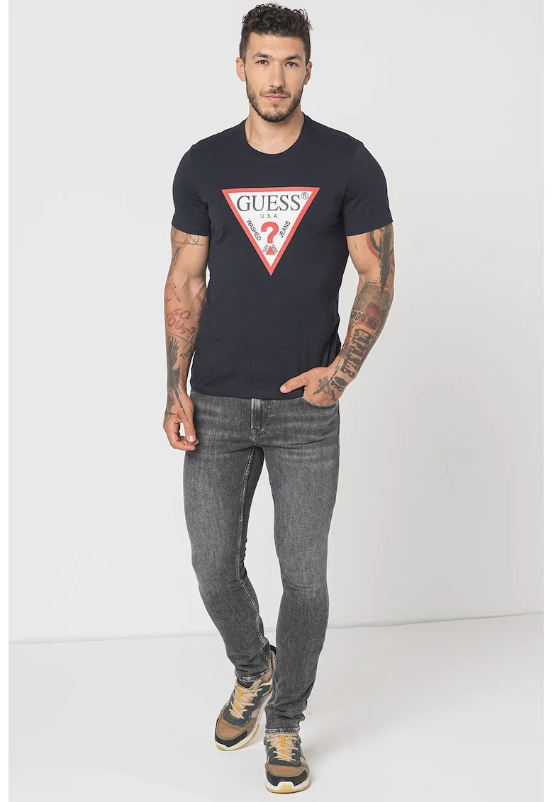 Tricou slim fit cu logo, Rosu/Alb/Bleumarin