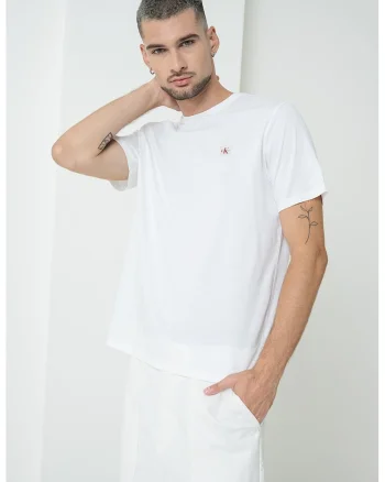 Tricou de bumbac cu insigna logo, Alb optic