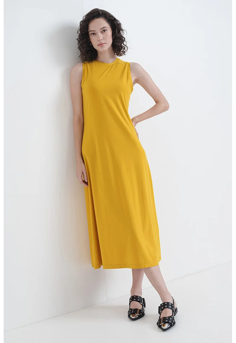 Rochie midi fara maneci, Galben sofran