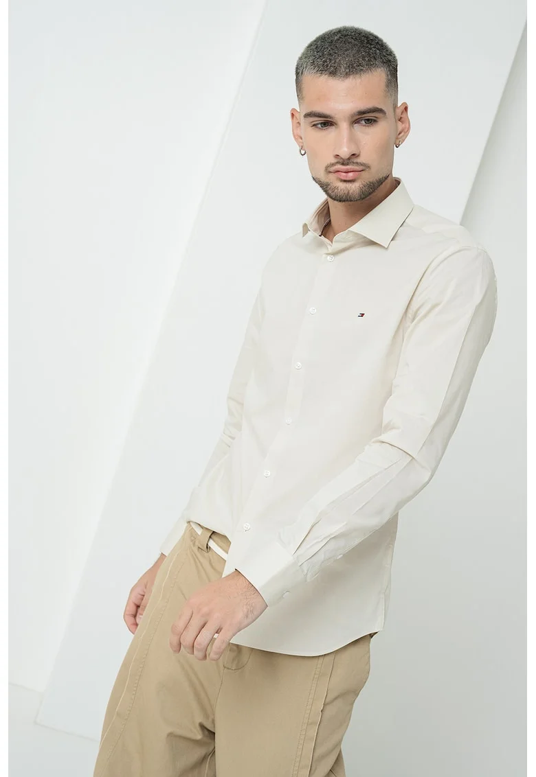 Camasa slim fit din amestec de bumbac, Bej deschis