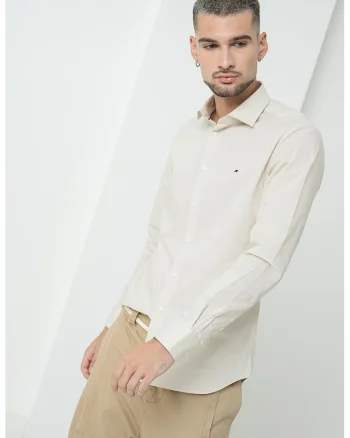 Camasa slim fit din amestec de bumbac, Bej deschis