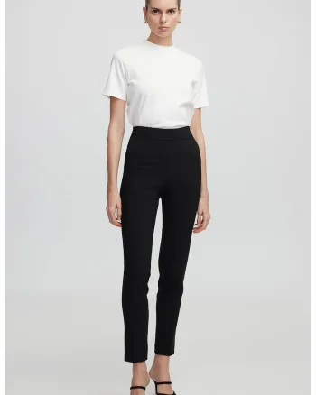 Pantaloni uni skinny cu talie inalta, Negru