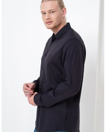 Camasa relaxed fit de bumbac, Gri antracit