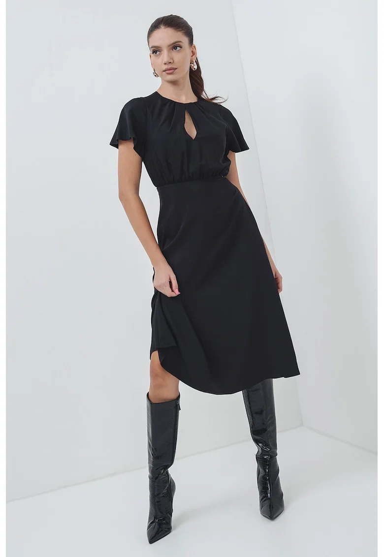 Rochie midi cu maneci scurte, Negru