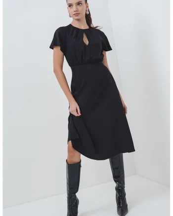 Rochie midi cu maneci scurte, Negru