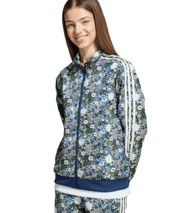 Bluza de trening unisex cu model floral Firebird, Alb/Verde/Albastru indigo