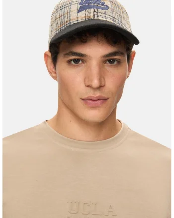 Sapca baseball unisex cu model in carouri Jermaine, Bej