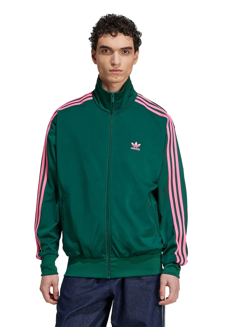 Bluza de trening cu fermoar si guler inalt Firebird, Roz/Albastru petrol
