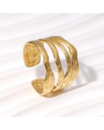 Inel auriu, reglabil, din otel inoxidabil, suflat cu aur 18k, in straturi multiple, Patricia C8