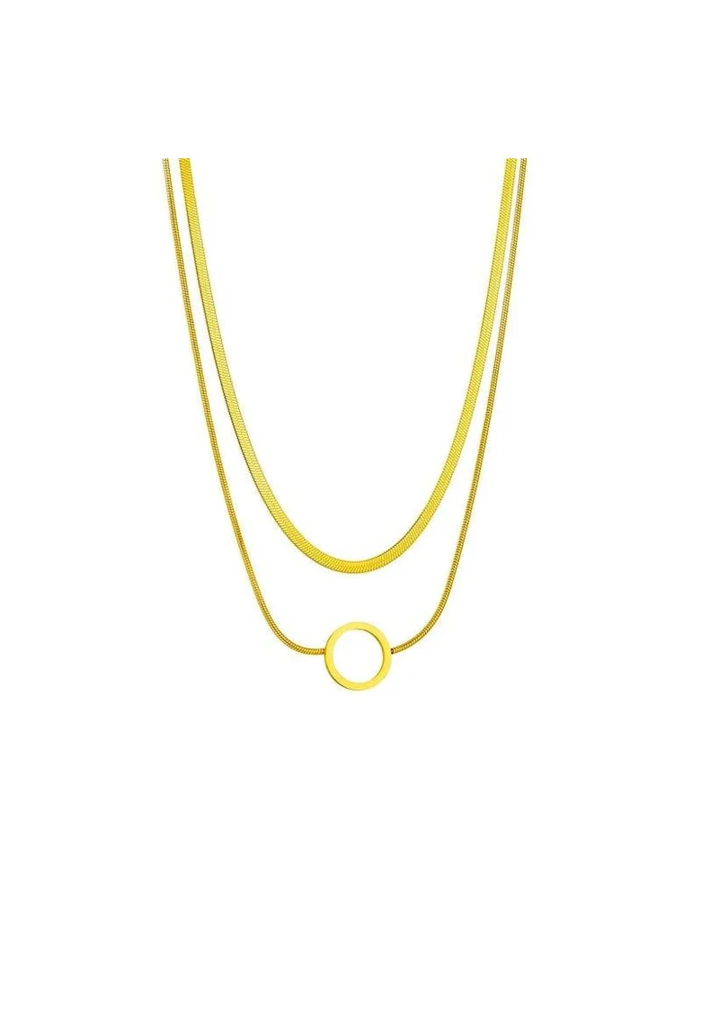 Colier auriu, din otel inoxidabil, suflat cu aur 18k, in 2 straturi, Doris C1