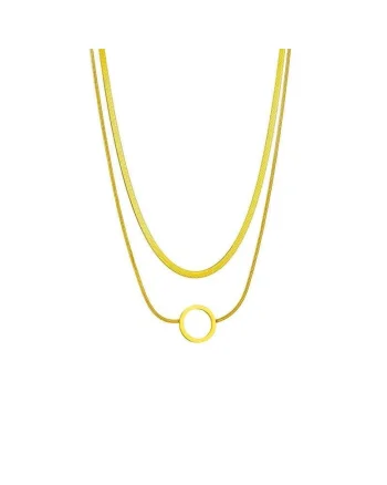 Colier auriu, din otel inoxidabil, suflat cu aur 18k, in 2 straturi, Doris C1