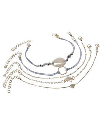 Set 5 bratari aurii, cu palmier si scoica, Jela C6,