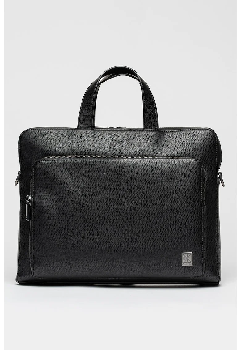 Geanta de piele ecologica cu maner Emblem Commuter, Negru