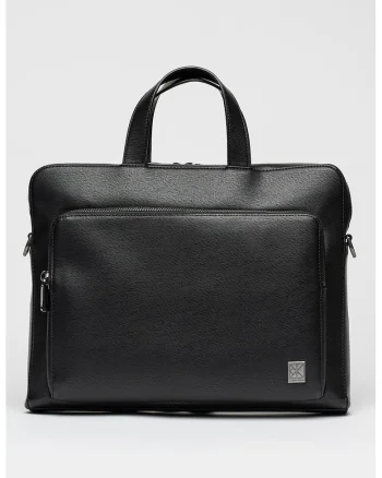 Geanta de piele ecologica cu maner Emblem Commuter, Negru