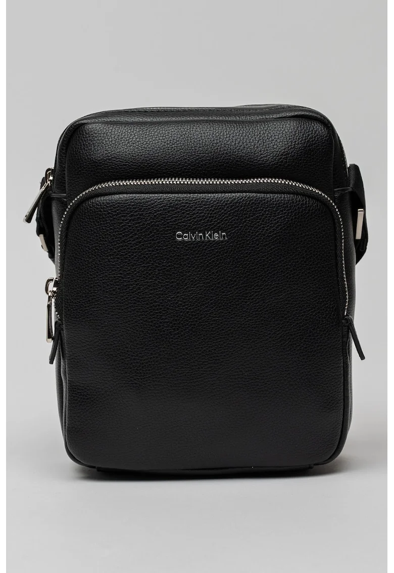 Geanta de piele ecologica Raised Pocket, Negru