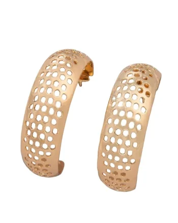 Cercei aurii, semirotunzi, textura perforata, Louis C7
