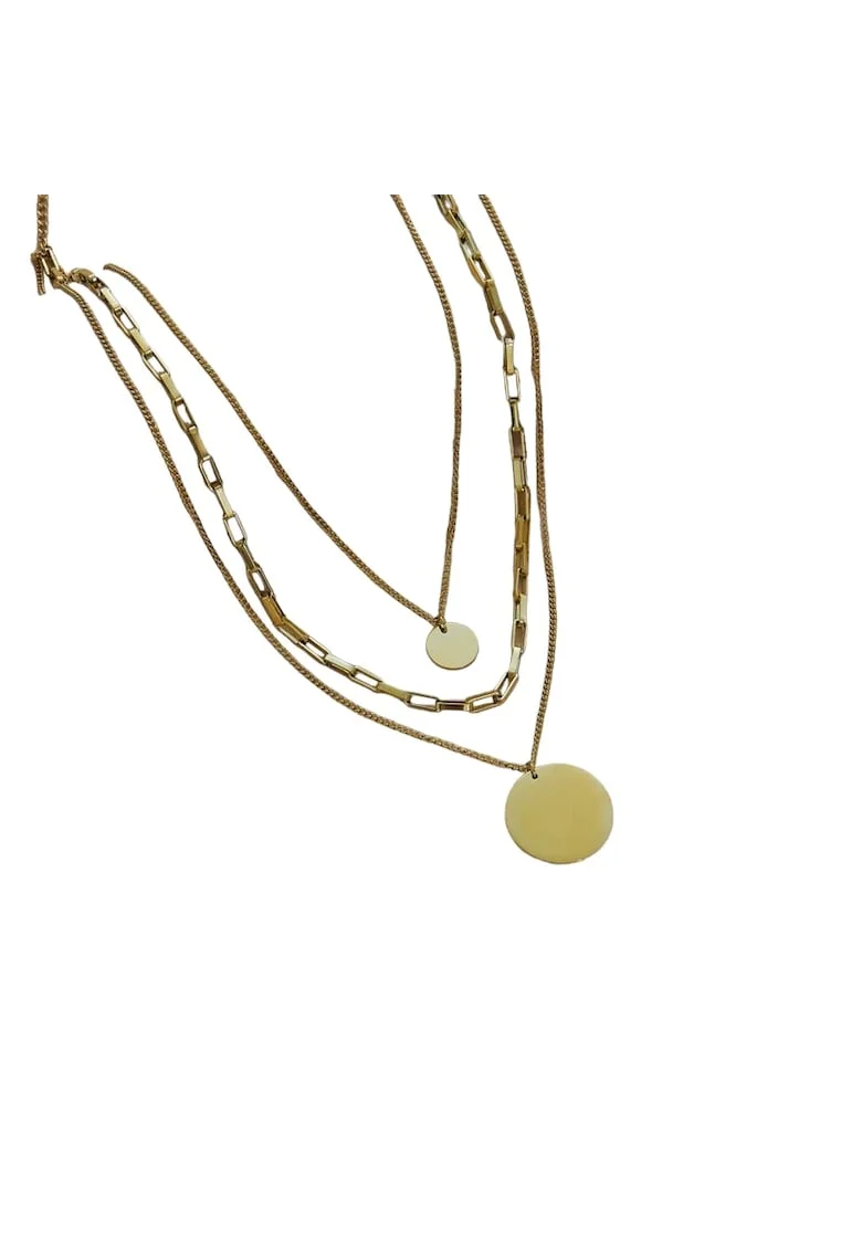 Colier auriu, in 3 straturi, cu banuti, suflat cu aur 18k, Delan C5,