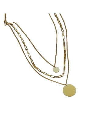 Colier auriu, in 3 straturi, cu banuti, suflat cu aur 18k, Delan C5,