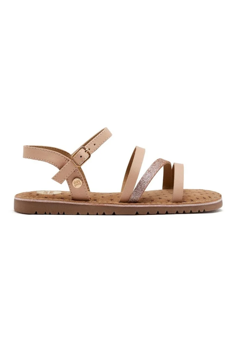 Sandale din piele cu barete multiple si garnituri din material sintetic, Roz