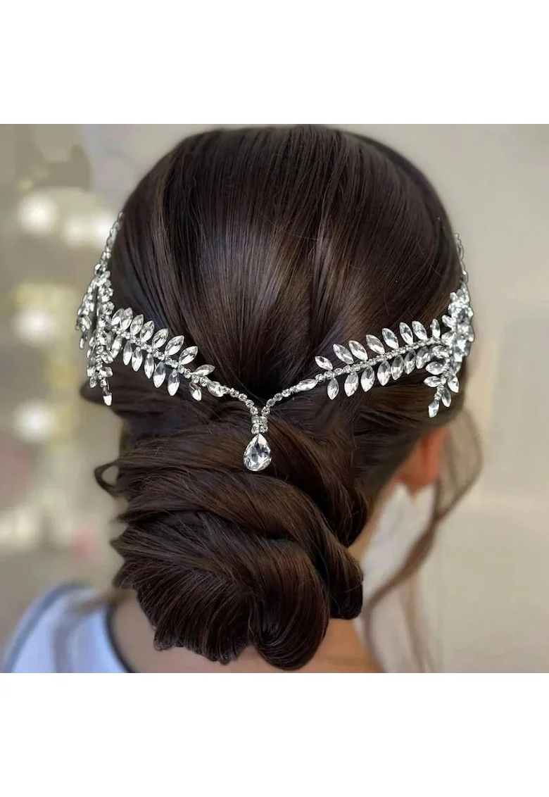 Accesoriu de par, argintiu, cu pietre, Indra C2