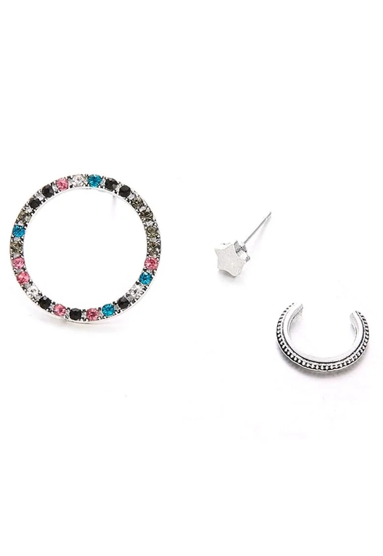 Set cercei argintii, cu pietre multicolore, Thana C10,