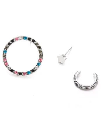 Set cercei argintii, cu pietre multicolore, Thana C10,