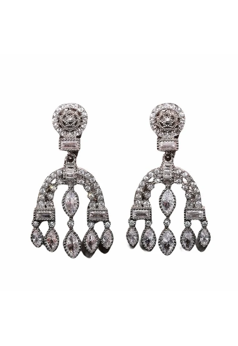 Cercei argintii, forma de candelabru, cu pietre din zirconiu, Toiny C5,