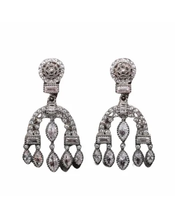 Cercei argintii, forma de candelabru, cu pietre din zirconiu, Toiny C5,