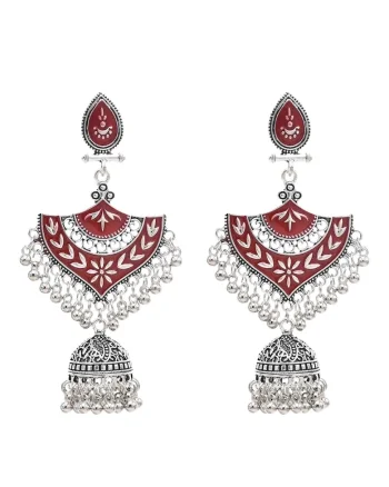 Cercei argintii, stil indian, cu clopotei, Pearly C6,