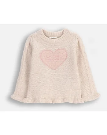 Pulover din amestec de lana cu torsade si broderie