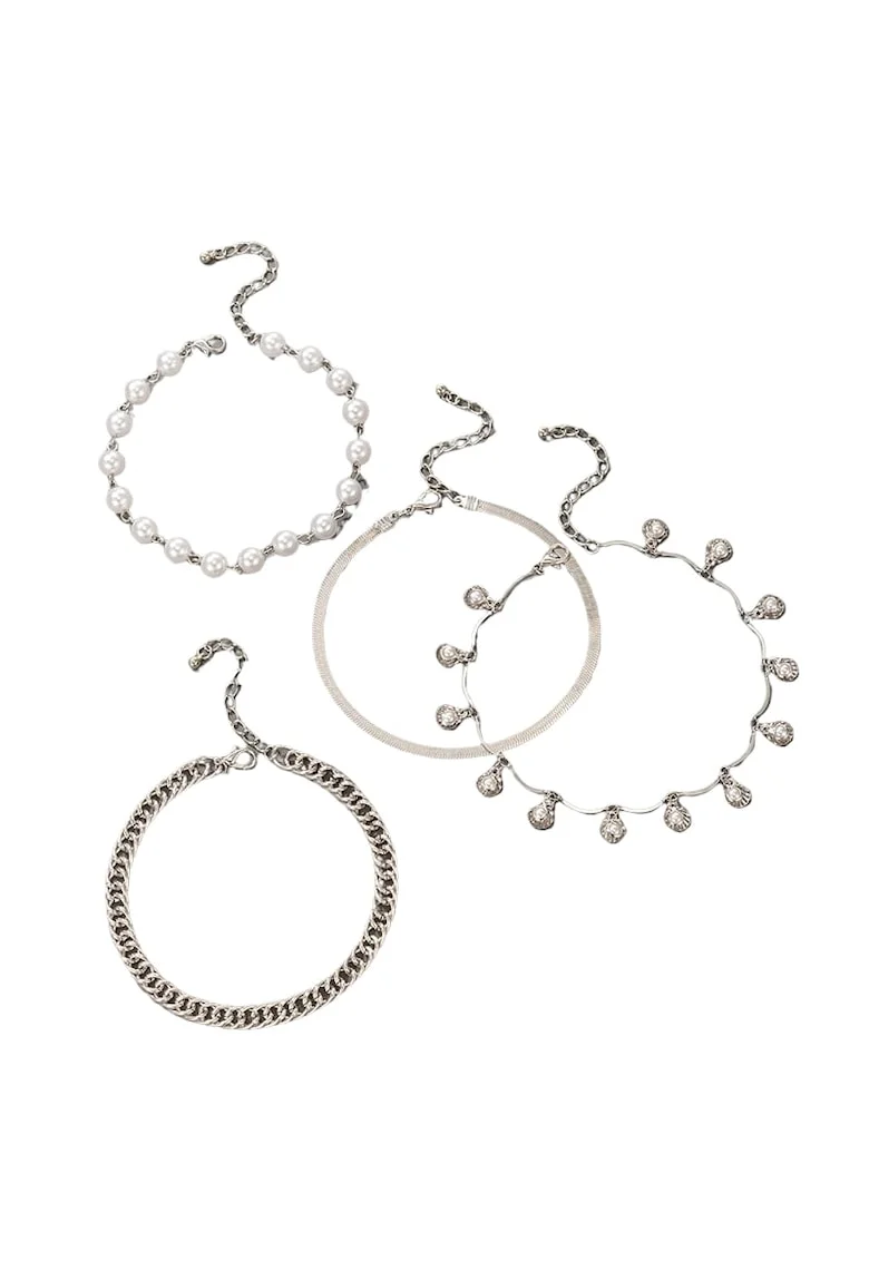 Set 4 bratari, argintii, cu perle si pietre, Simonie C19,