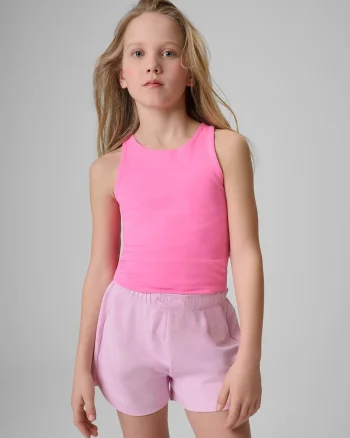 Tricou copii,  crop top mulat, roz, bumbac, pentru fete