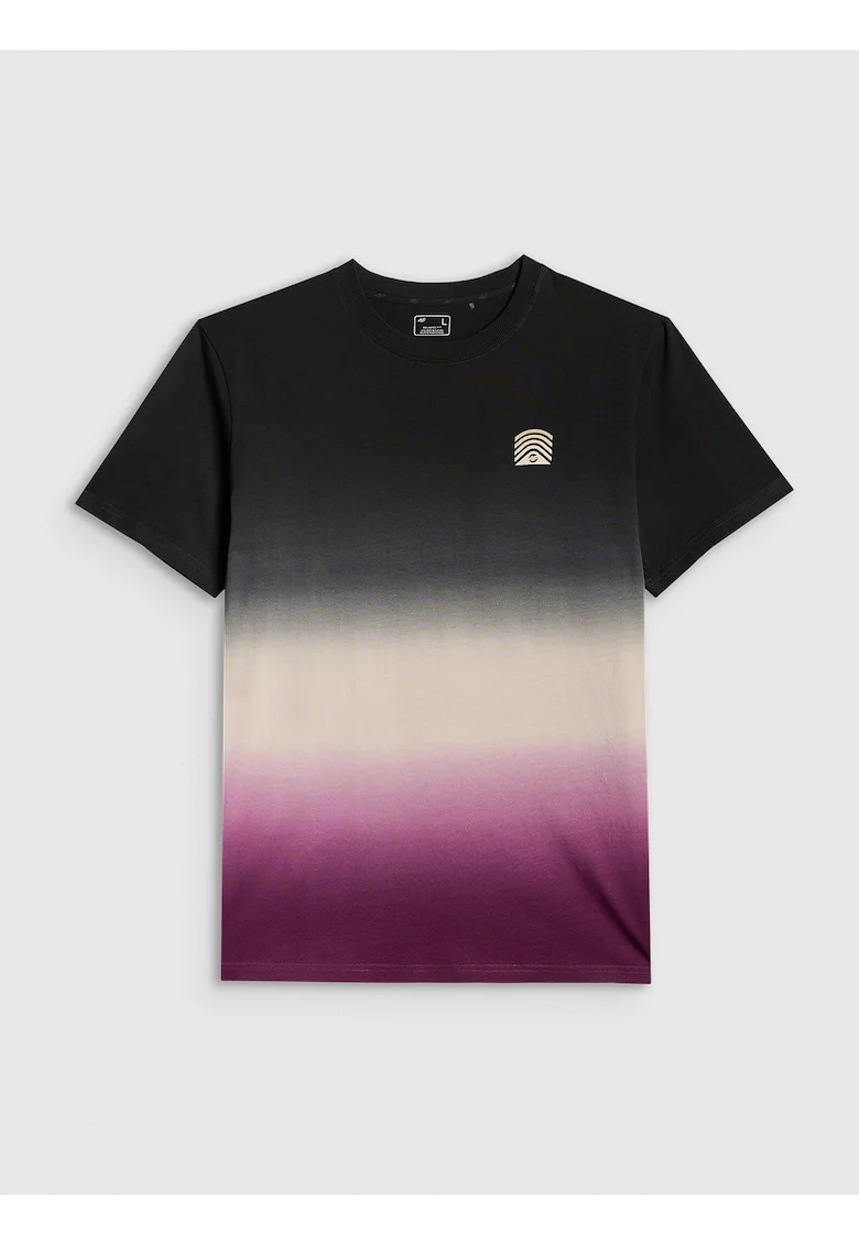 Tricou barbati  relaxed, imprimeu distinctiv, negru, material usor