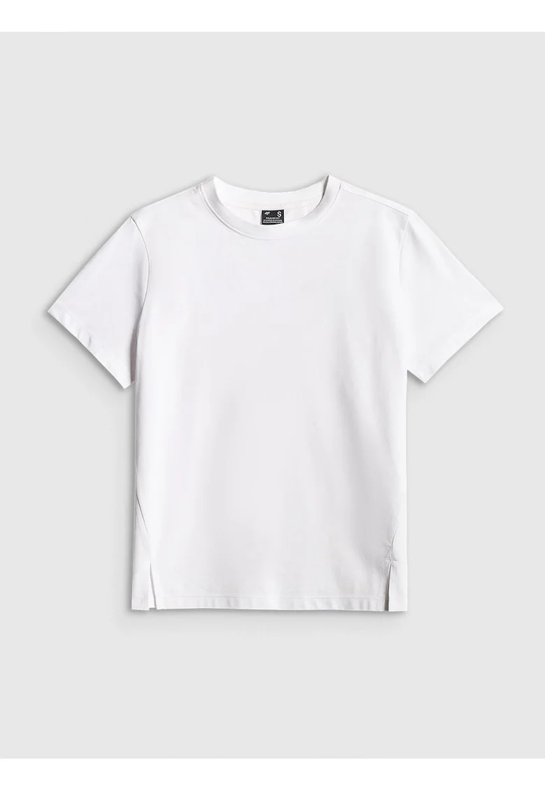 Tricou dama  regular, alb, material de grosime medie, croiala confortabila