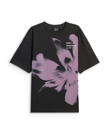 Tricou dama  lejer, cu imprimeu, Negru