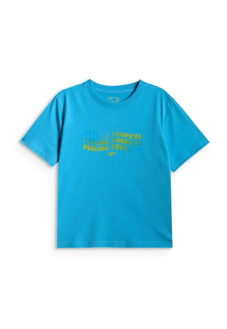 Tricou dama  boxy, bumbac, lejeritate, albastru