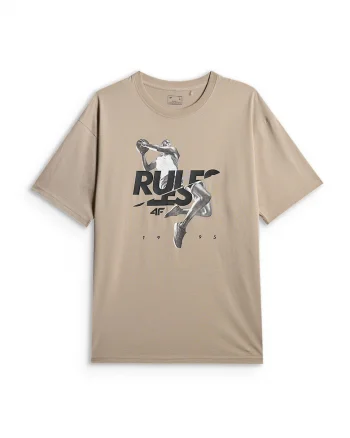 Tricou  barbati, lejer, 100% bumbac, bej, imprimeu, Bej