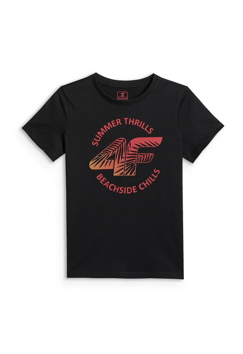 Tricou copii,  lejer, imprimeu, negru, bumbac