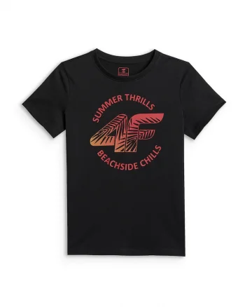 Tricou copii,  lejer, imprimeu, negru, bumbac