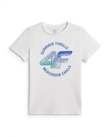 Tricou copii,  lejer, imprimeu, alb, bumbac
