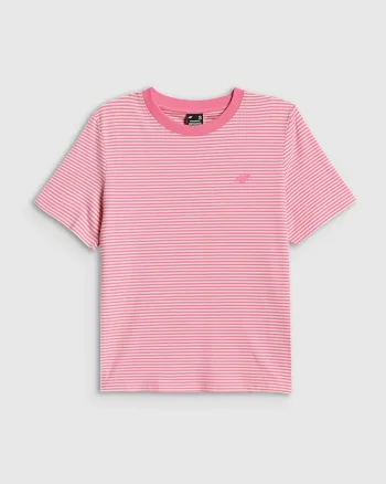 Tricou dama  model cu dungi, material de grosime medie, bumbac, roz