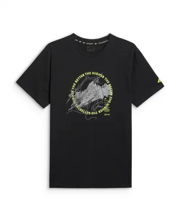 Tricou barbati  regular, imprimeu negru, Negru