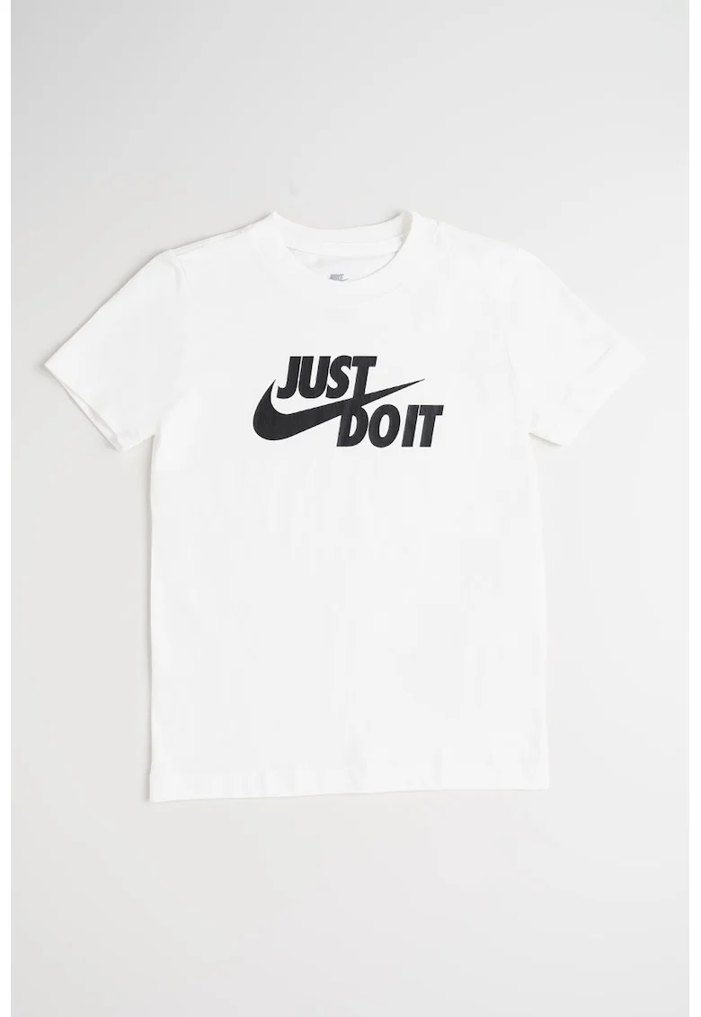 Tricou din bumbac cu decolteu la baza gatului, Alb