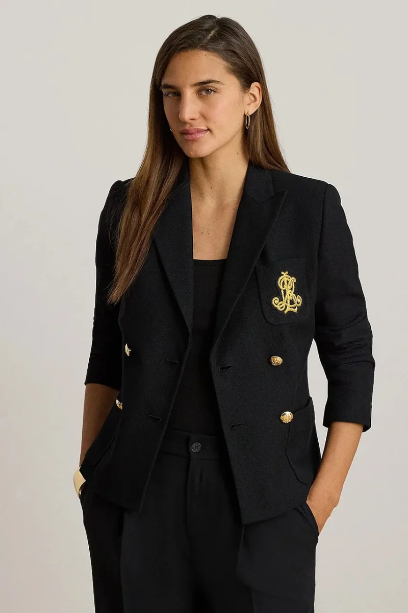 Lauren Ralph Lauren sacou cu două rânduri de nasturi din bumbac cu elastan