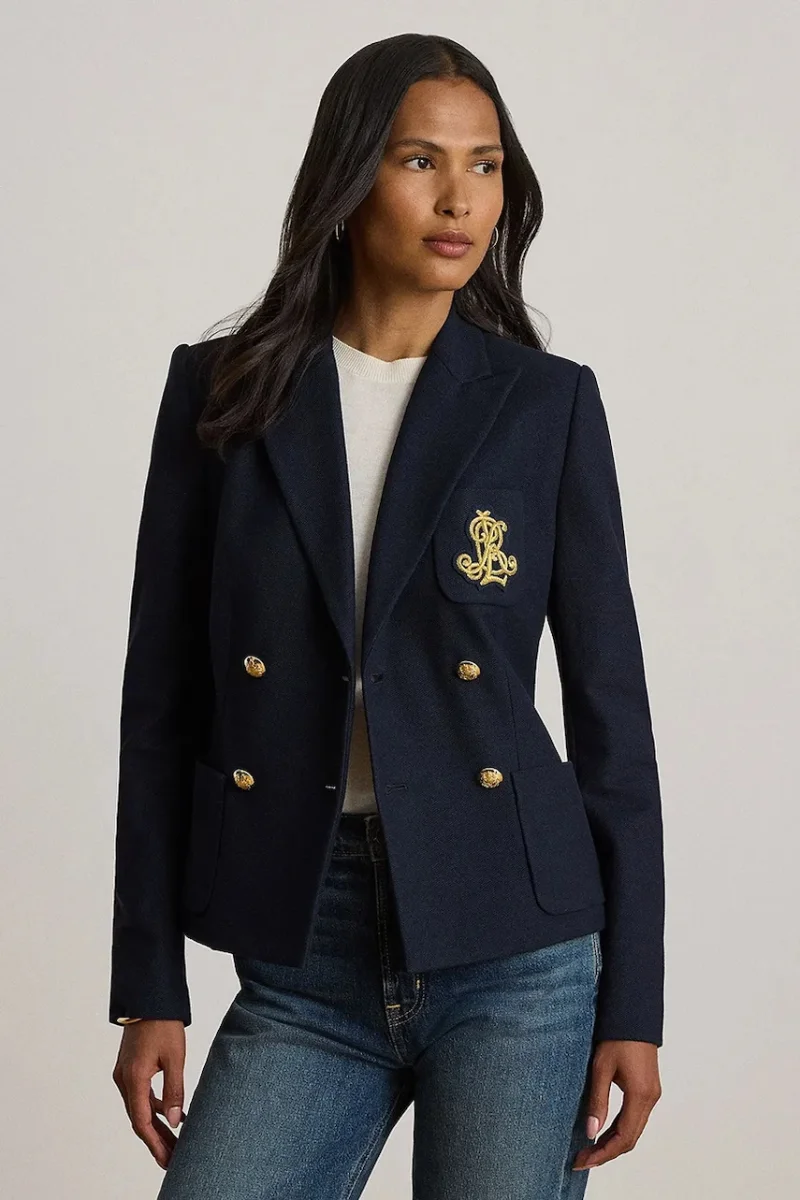 Lauren Ralph Lauren sacou cu două rânduri de nasturi din bumbac cu elastan