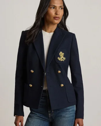 Lauren Ralph Lauren sacou cu două rânduri de nasturi din bumbac cu elastan