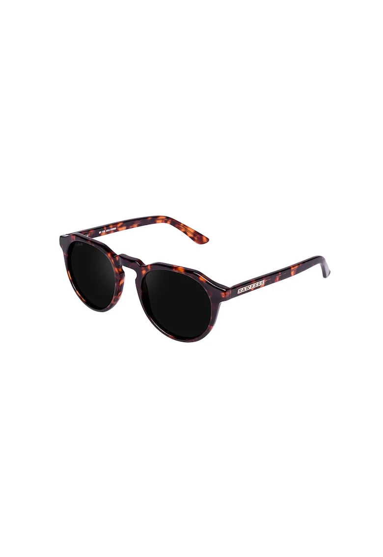 Ochelari de soare rotunzi unisex cu rama cu model, Negru