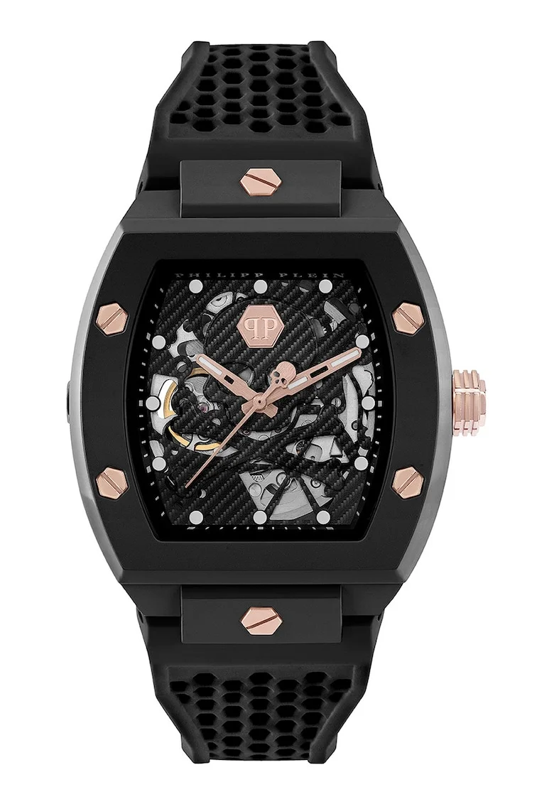 Ceas quartz cu o curea din silicon, Negru